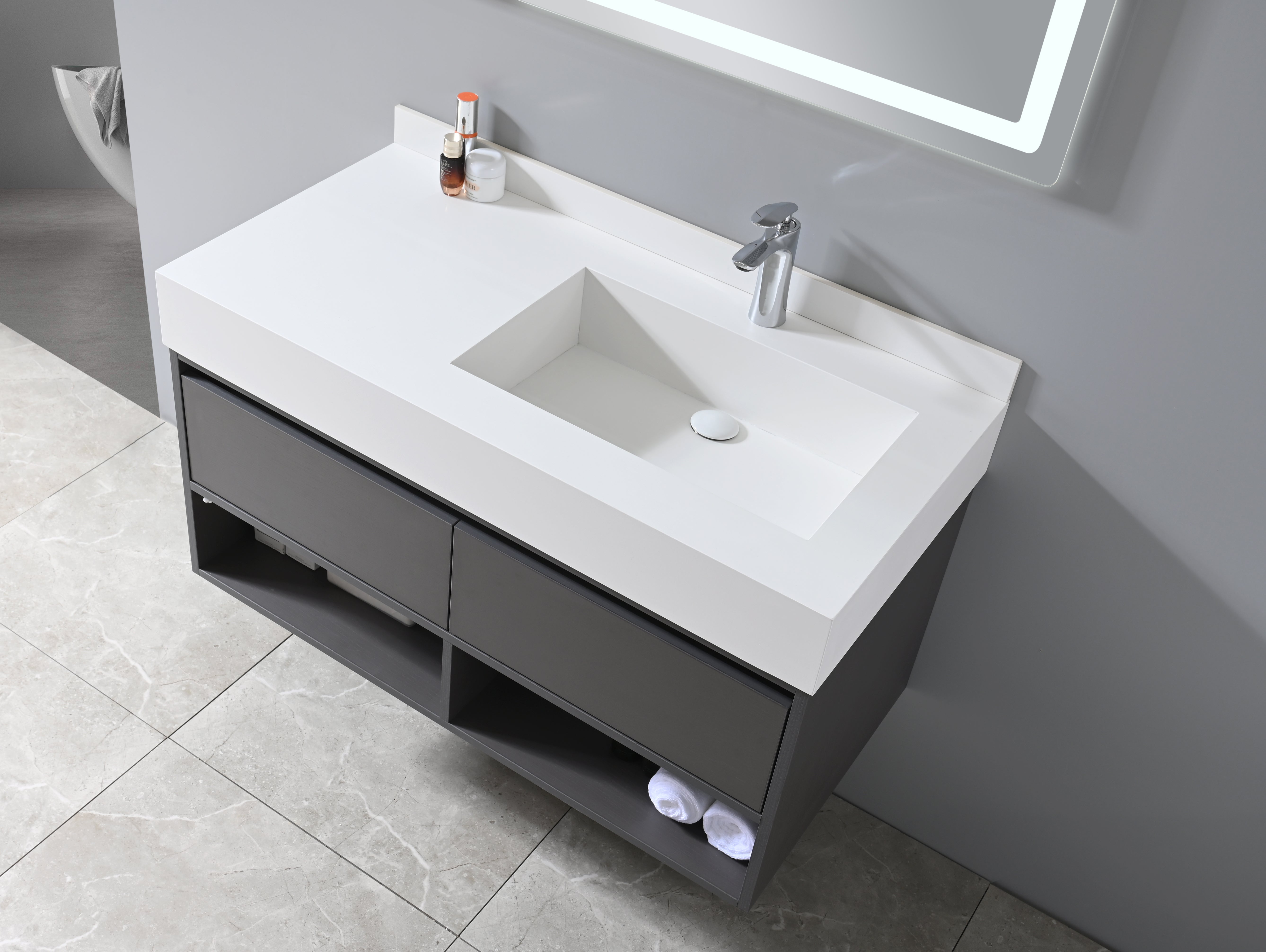 Vanité-Lavabo Aura 40'' Gris LED